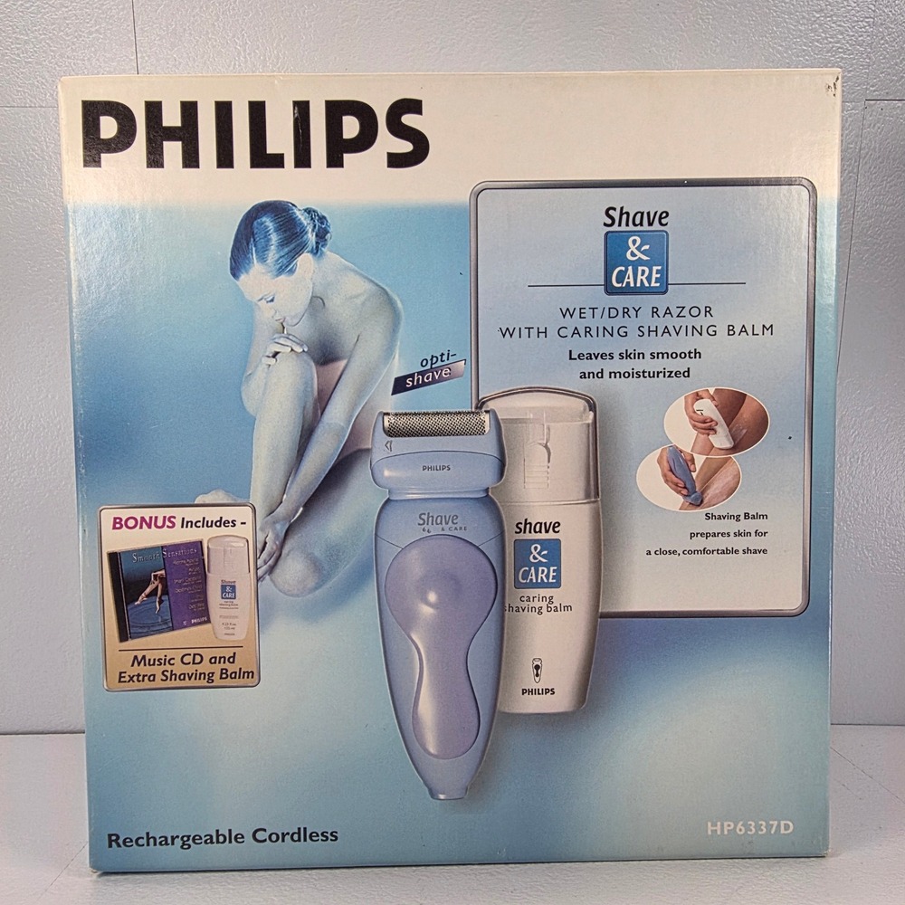 VTG 1998 Philips Shave & Care Wet Dry Rechargeable Cordless Womens Razor HP6337D
